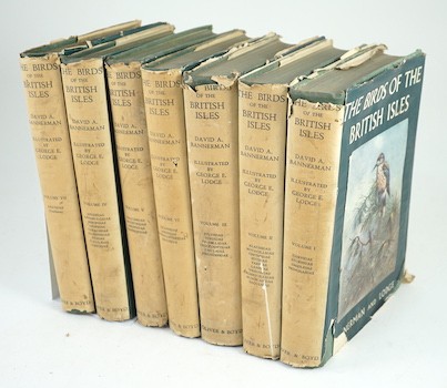 Bannerman, David Armitage - The Birds of the British Isles, illustrated by George Lodge, 7 vols (of 12)